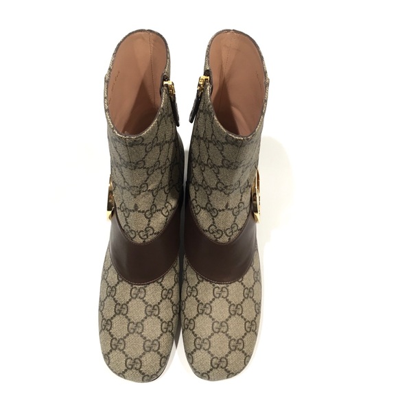 GUCCI BLONDIE GG SUPREME BOOTS / METAL LOGO -WOMEN’S US 8.5 -NEW - Picture 10 of 12
